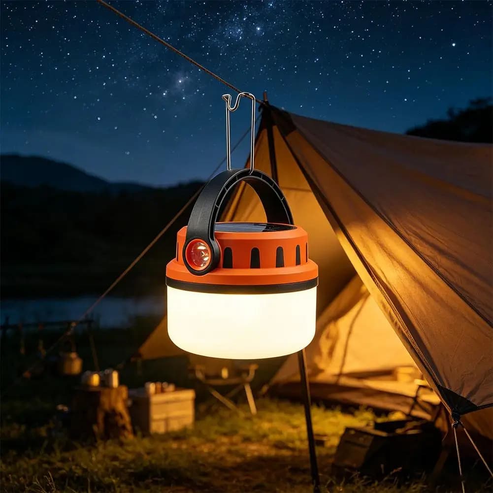 New Solar Powered camping light Rechargeable Battery Tent light Multi functional Handheld Outdoor Retro Camping Light Atmosphere