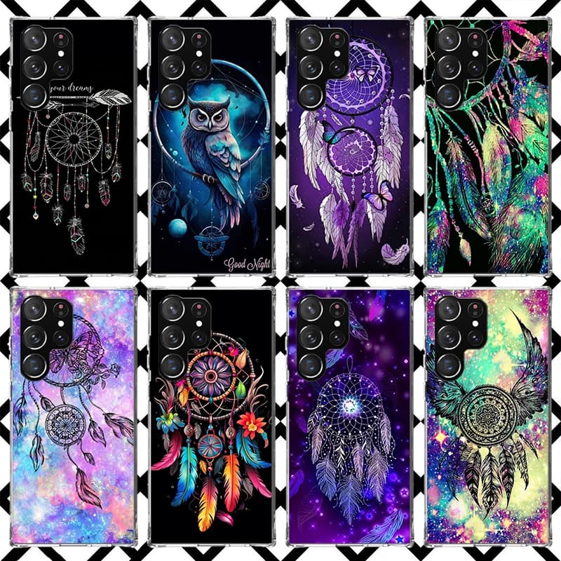 Retro Feather Dreamcatcher Phone Case for Samsung Galaxy S26 S25 Edge S24 S23 Ultra S22 Plus S21 FE S20 + Soft Cover Print Funda