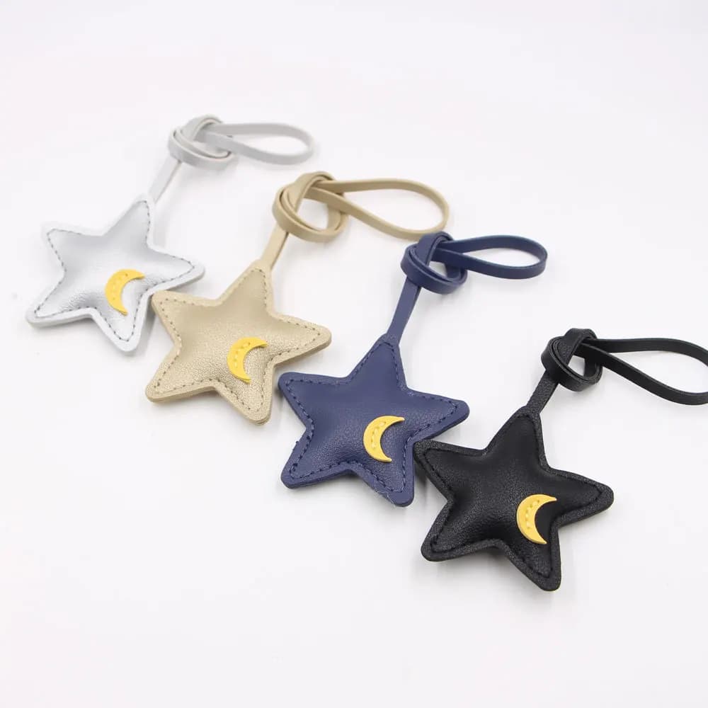 Good Night Star Charm - Borsa con stella in pelle PU 3D e accessorio/gancio per bagagli