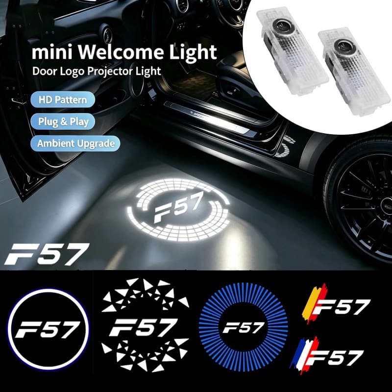 2PCS LED Car Door Welcome Ghost Shadow Courtesy Projector Badge Lamp Decor for Mini Cooper JCW F57 2015‑NOW Auto Accessories