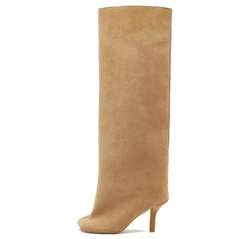 2024 women's boots with high heel to the warm autumn winter thermal knee comfortable elegant shoes with pointed tip for party