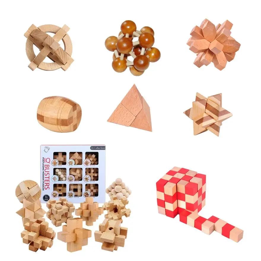 Puzzle classico Mind Brain Teaser 2D 3D Puzzle in legno gioco educativo per adulti bambini