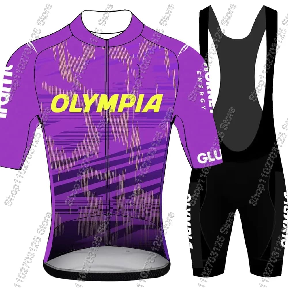 Olympia Cycling Team 2026 Cycling Jersey Set Man Summer Purple Clothing Road Bike Shirts Cycling Shorts with MTB Maillot straps