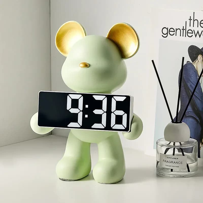 Orologio da Comodino Digitale a Forma di Orso, Decorazione e Accessorio da Tavolo, Arredo Kawaii per la Camera, Regalo per le Feste, Orologio da Comodino per Camera da Letto