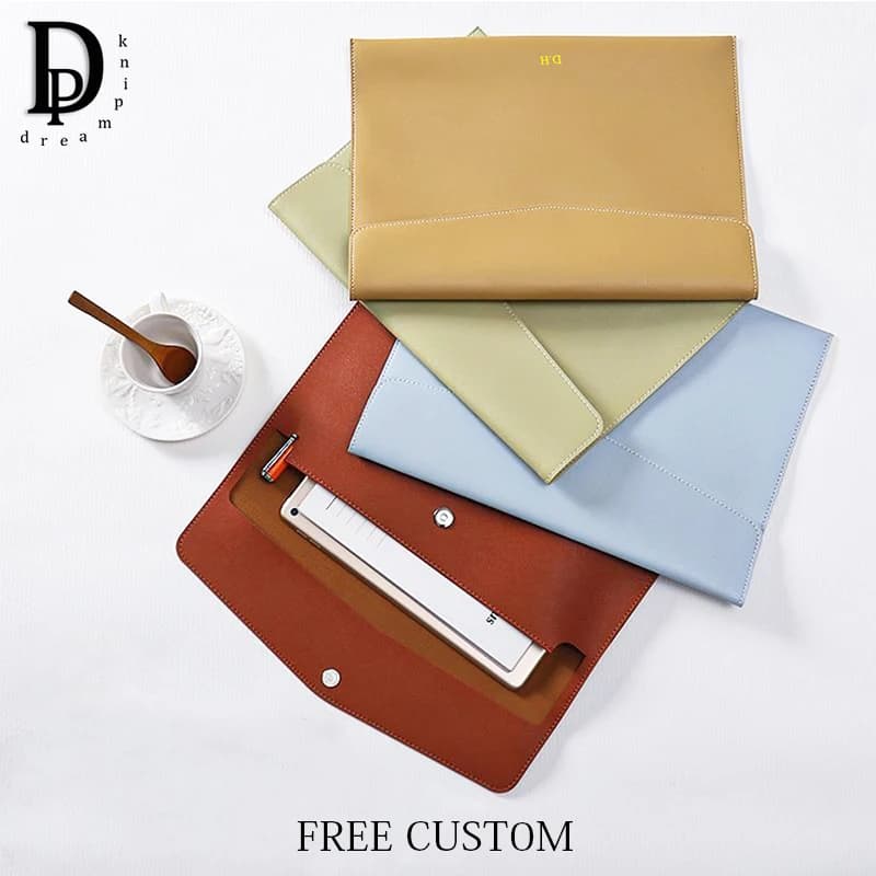 Borse per documenti A4 con iniziali personalizzate in pelle PU borsa per documenti con nome inciso di lusso portatile borsa per studenti da ufficio aziendale
