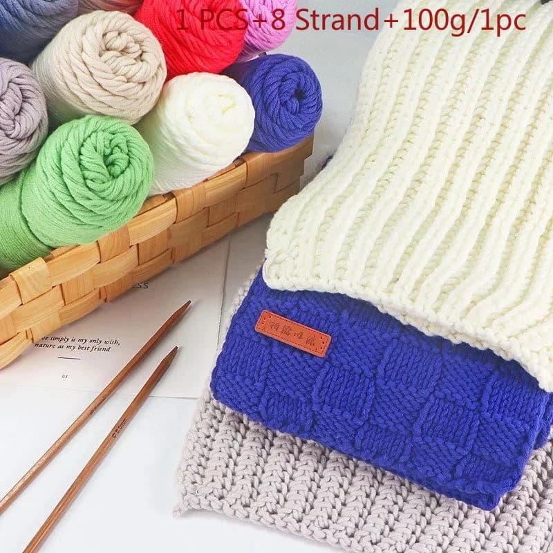 1pc Filato di cotone al latte Filato misto viscosa Anti-Pilling Filati voluminosi per maglieria Cappello per gatti Borsa per bambole Grosso 100g Filato all'uncinetto
