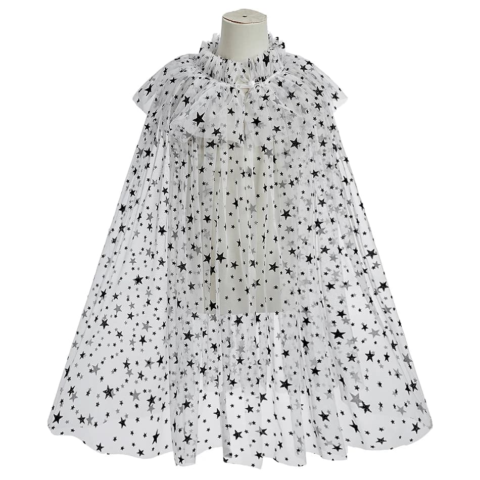 Nuovo Mantello da Principessa con Stampa a Stelle per Bambine 2026, Accessorio per Vestiti di Natale e Halloween, Ideale per Feste Estive
