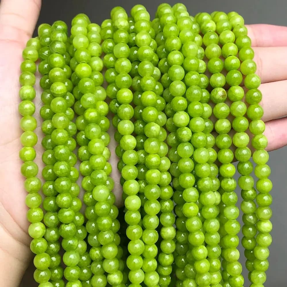 Perline di pietra naturale Giade verde limone Perline rotonde allentate del distanziatore per la creazione di gioielli Collana di braccialetti fai da te 15''Strand 6/8/10mm