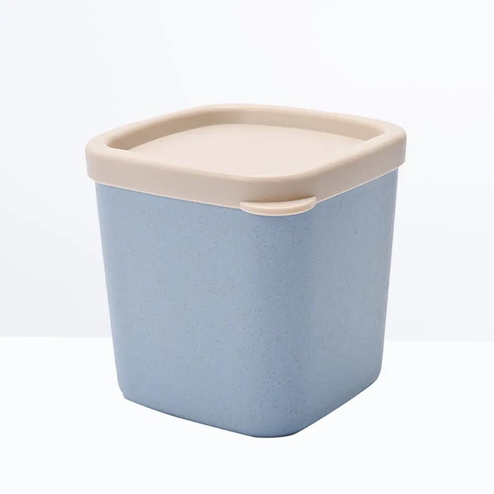 Plastic Storage Jar with Lid Wheat Straw Large Blue Food Container Sealed Canister for Grains Spices Dry Food Nuts