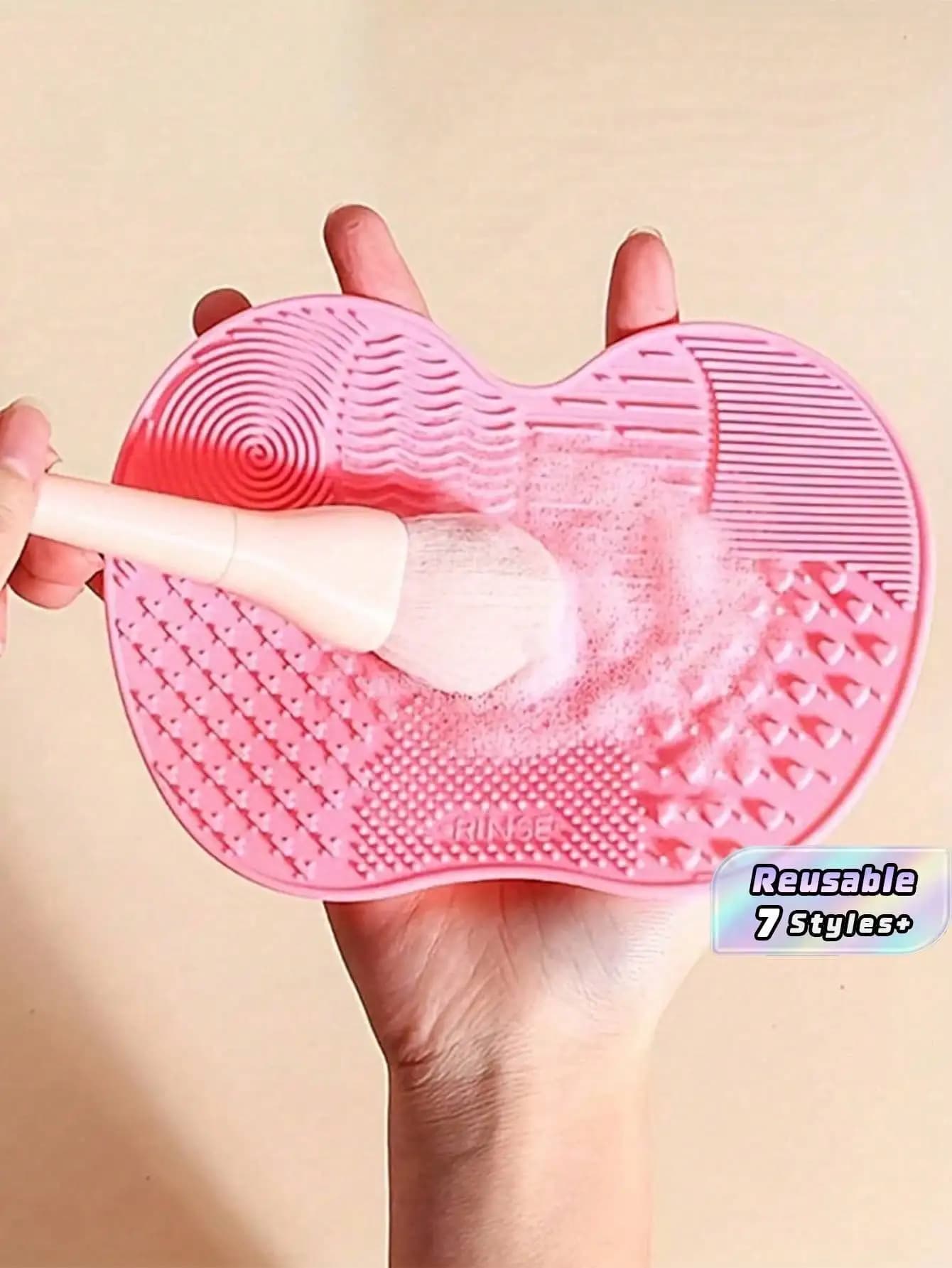 1 Confezione di Spugnette in Silicone per Apple Scrub Pad con Ventosa, Strumento di Bellezza per la Pulizia di Pennelli da Trucco e per la Pulizia Quotidiana