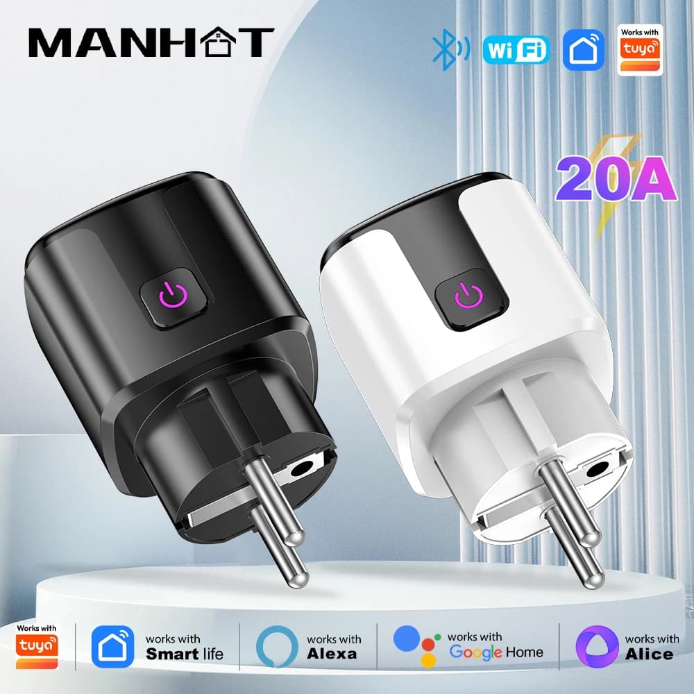 Wifi Smart Socket EU 20A 4200W Smart Plug With Power Monitoring For Tuya/Smart Life APP Remote Control Google Assistant Alexa