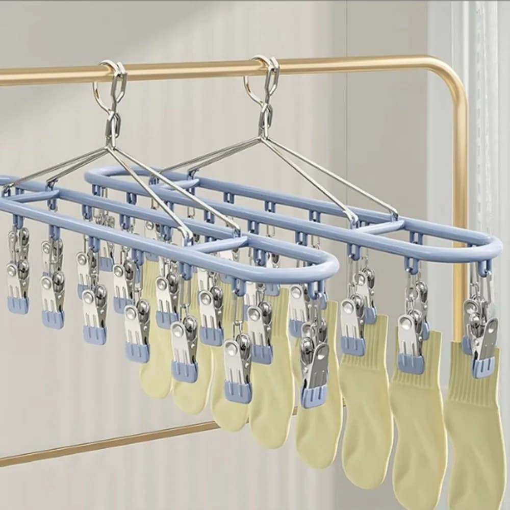 20 Clip Capacity​​ Clothes Drying Rack ​​Unmarked Design​​ ​​Stainless Steel Clothes Hanger ​Sock Rack​​ Underwear Clips