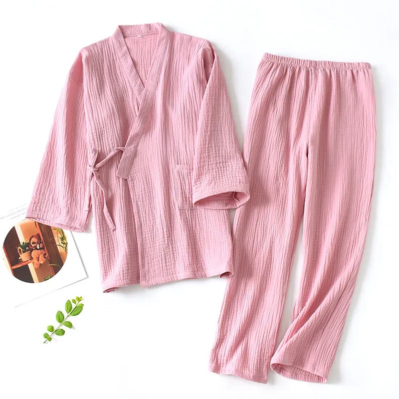 Pigiama da uomo e da donna in cotone 100% Accappatoi larghi taglie forti Kimono con scollo a V Pijama Mujer Pigiama da notte a tre quarti Coppia Pigiama
