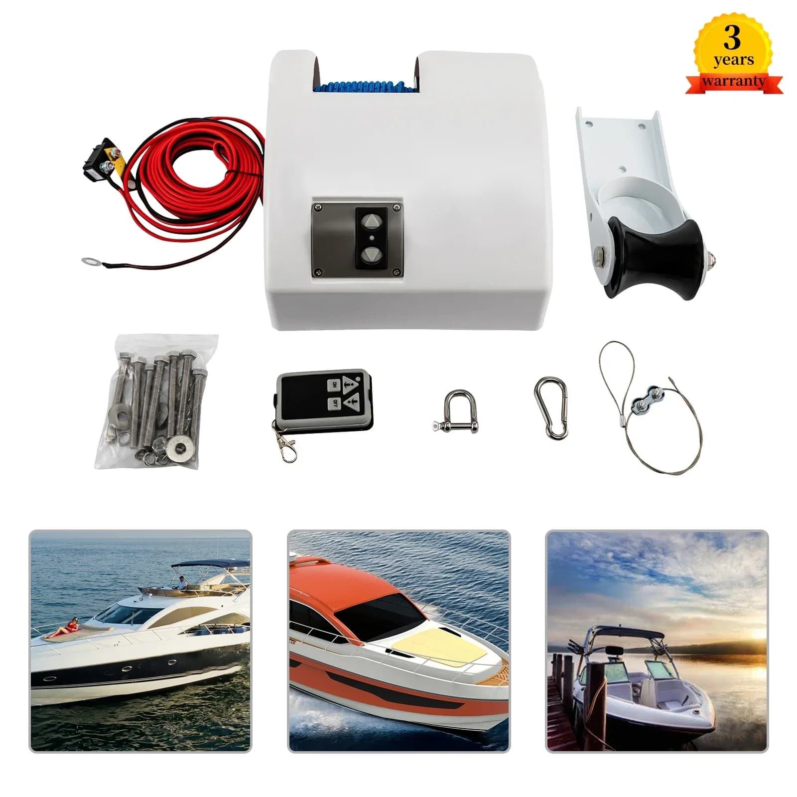 Per verricello di ancoraggio elettrico per barche 12V 45LBS con acqua salata marina con telecomando senza fili