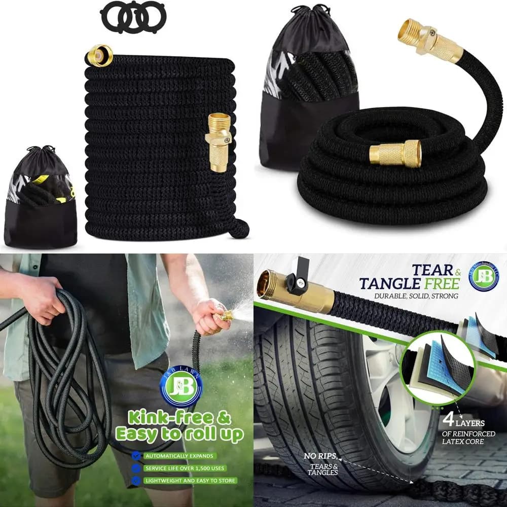 Expandable Garden Pipe 75 Foot Heavy Duty 3750D 4-layer latex core Resistant brass connections Long-lasting irrigation solution
