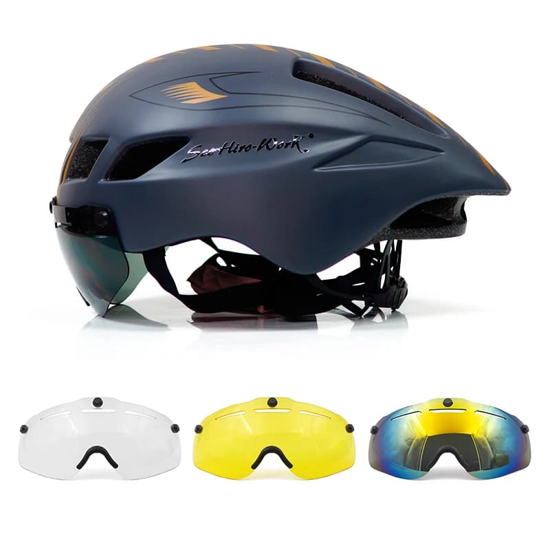Men's Bicycle Helmet Cycling road mtb mountain bike Triathlon tt Cycling Helmet lenses equated glasses capable of bicycling