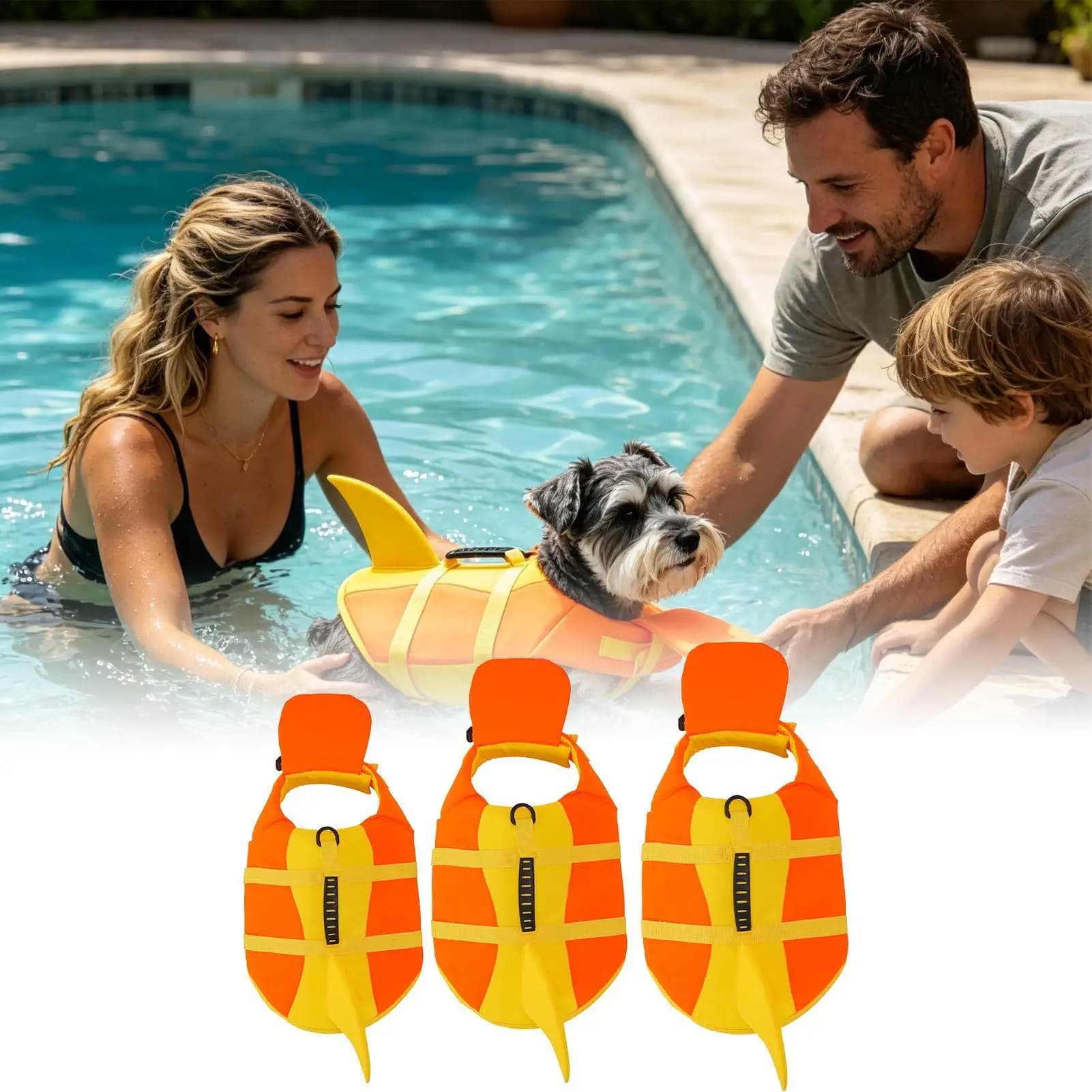 Dog Life Jacket With Handle High Flotation Adjustable Breathable Puppy Swim Vest For Small Medium Breeds Poodle Bulldog