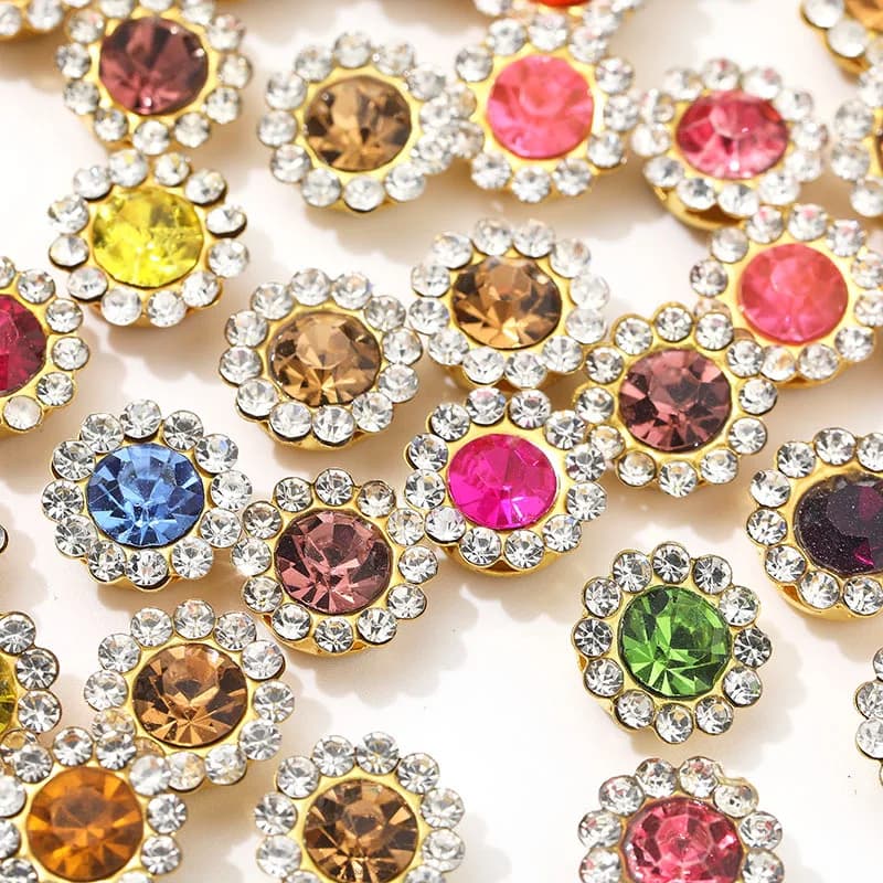 1000PCS 10mm Sunflower Claw Rhinestones Gold Base Silver Base Crystal Sew On Stones for Clothes Shoes Bags DIY Crafts