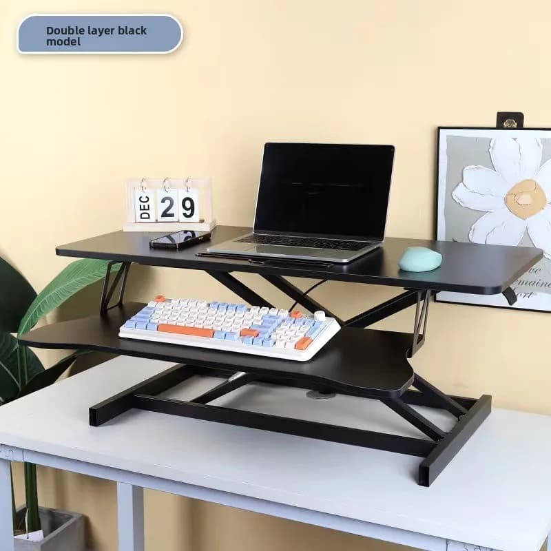 Scrivania Pneumatica Regolabile in Altezza, Tavolo Pieghevole per Laptop, Supporto da Ufficio per Computer e Workstation