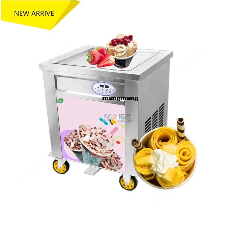 Single Plate Fried Ice Cream Machine, Gelato Roll Forming Machine, 45cm, for Hotel, Restaurants and Shops