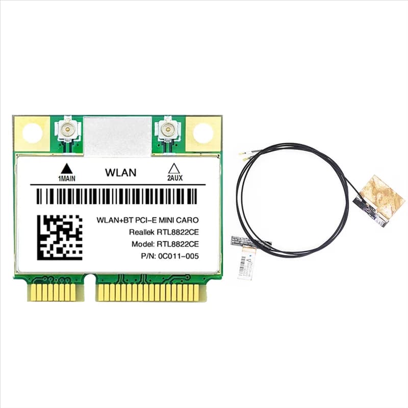 Scheda WiFi RTL8822CE attiva + antenna 1200Mbps 2.4G + 5Ghz 802.11AC Rete Mini PCIe BT5.0 Supporto laptop/PC Windows 10/11