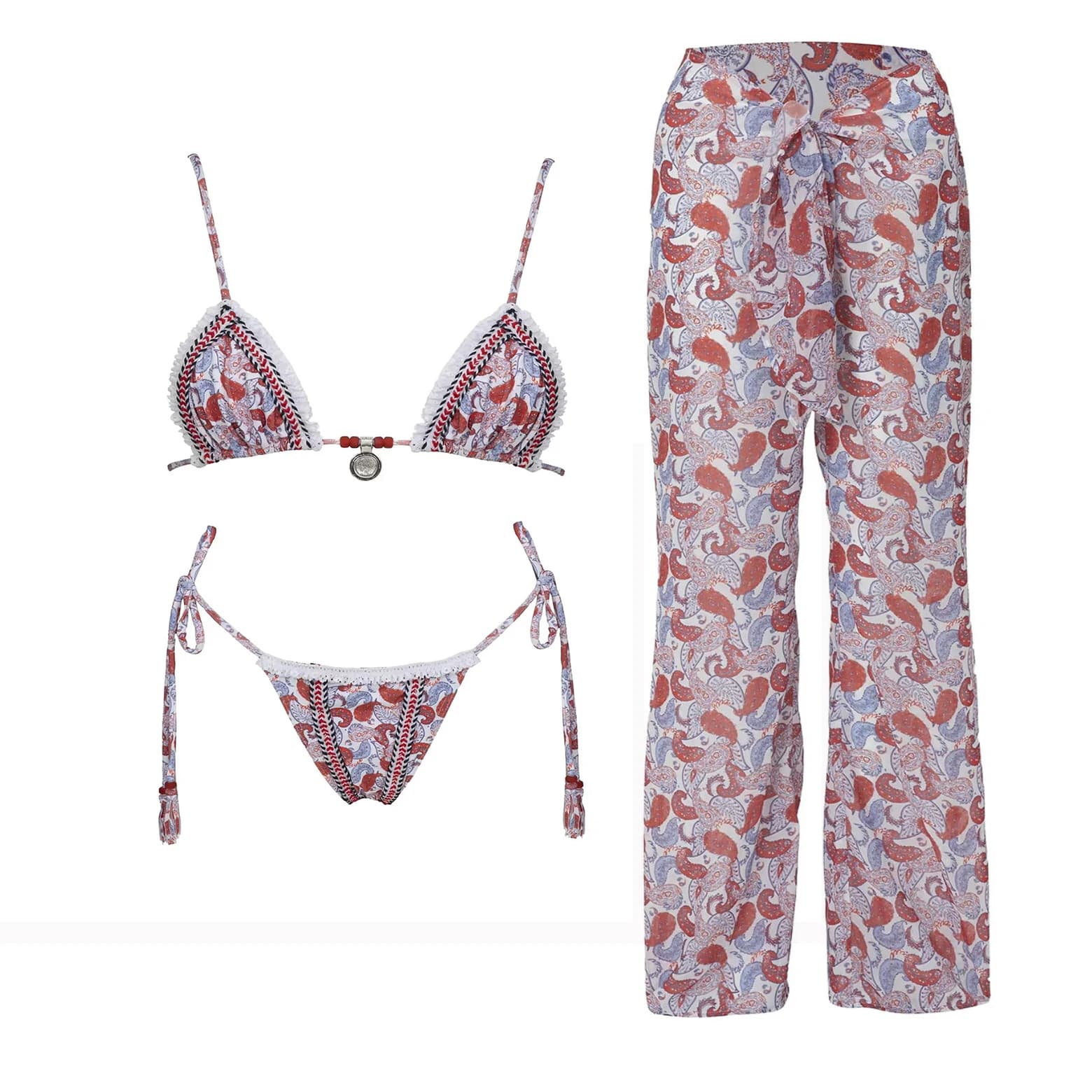 3Pcs Micro Bikini 2026 New Swimwear Women Swimsuit Sexy Brazilian Bikini Set Printed Thong Beachwear Bathing Suit Female Biquini