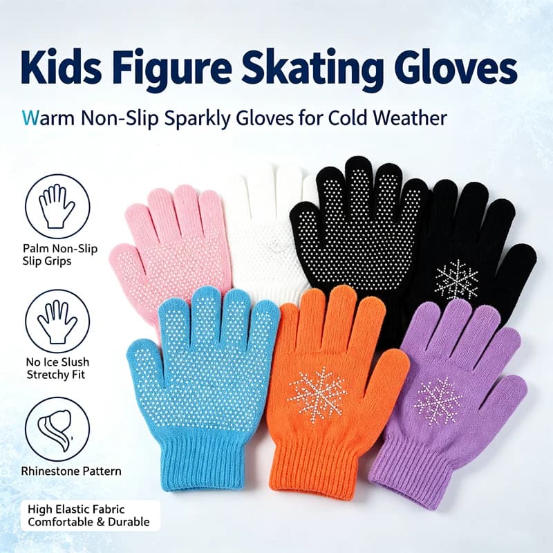Non Slip Warm Ice Skate Gloves Thick Thermal Figure Skating Gloves Stretch Training Figure Skating Gloves for Kids Men Women