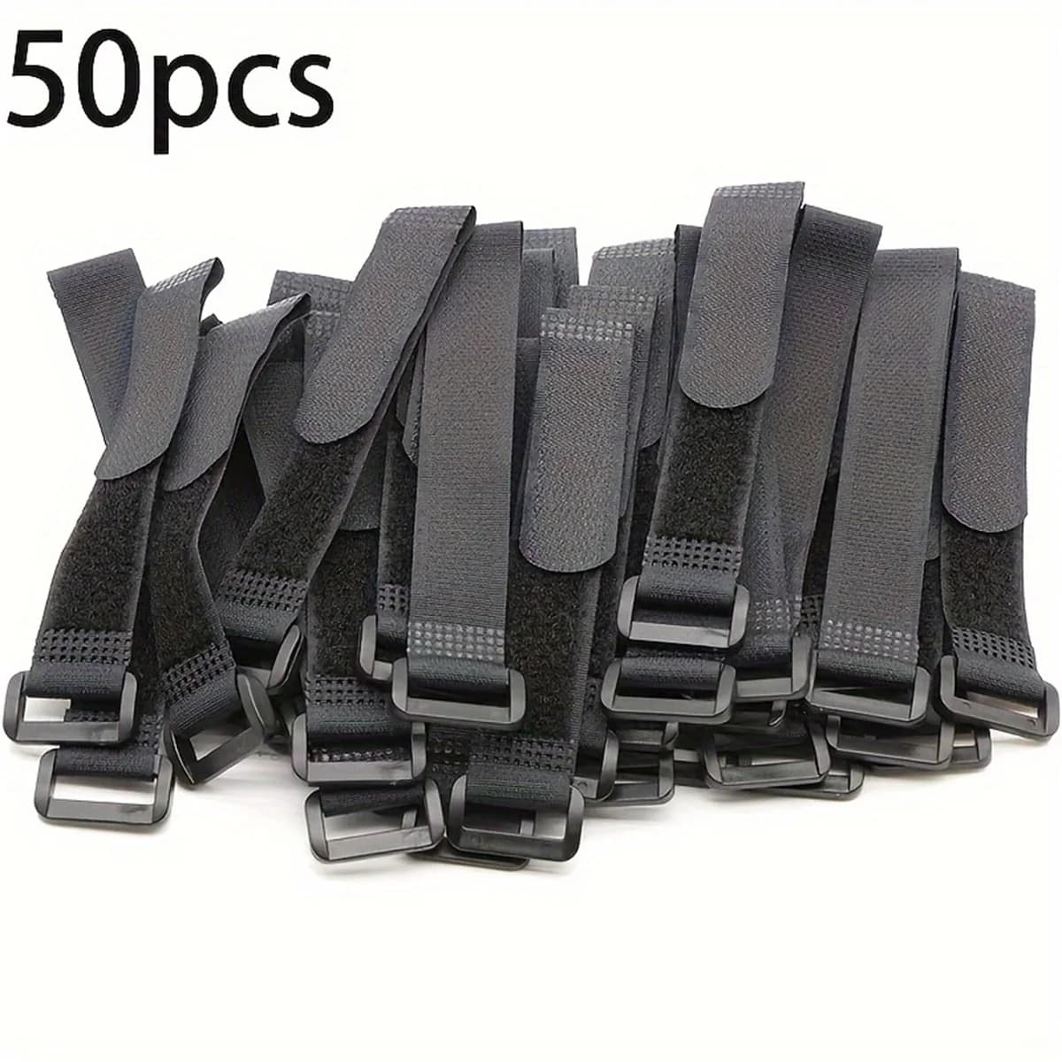 50pcs Reusable Fastening Cable Straps, Hook And Loop Cable Tie Down Straps