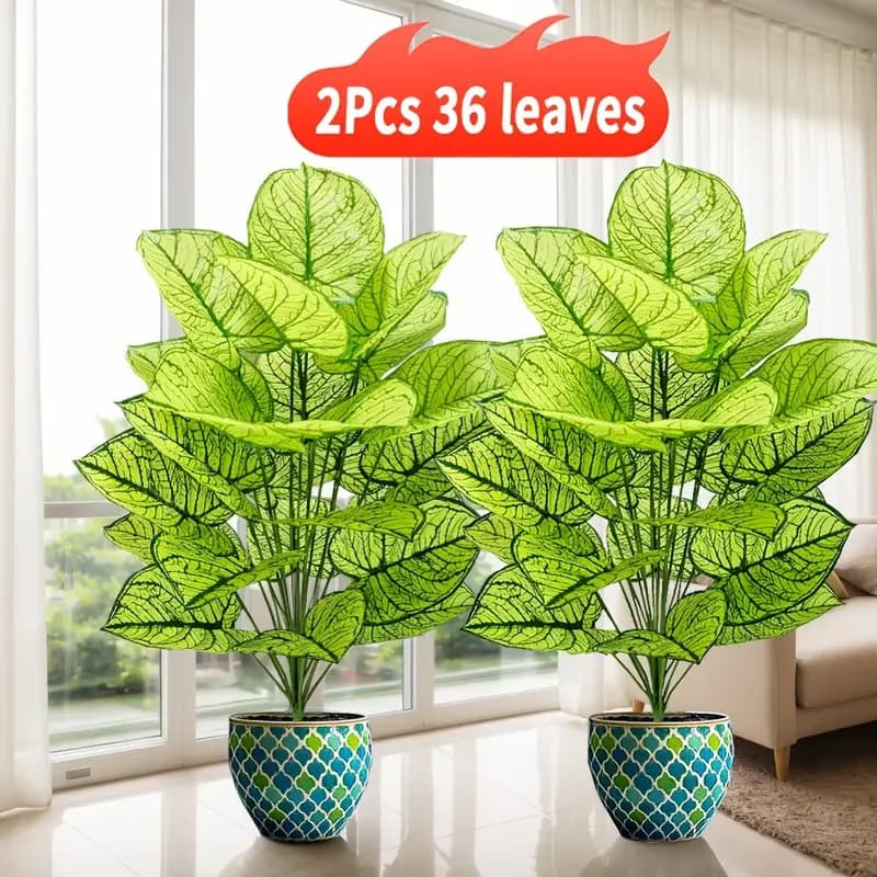 2 pezzi/set piante artificiali foglie realistiche da 30 pollici perfette per la decorazione della casa primaverile decorazione del giardino piante da esterno resistenti ai raggi UV