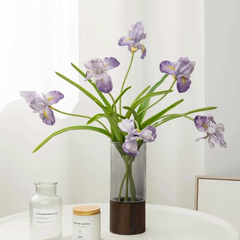 10pcs Artificial Alice Iris Branch PU Fake Flowers Plant Home Decorative Blue Irises Simulation Flower Living Room Decoration