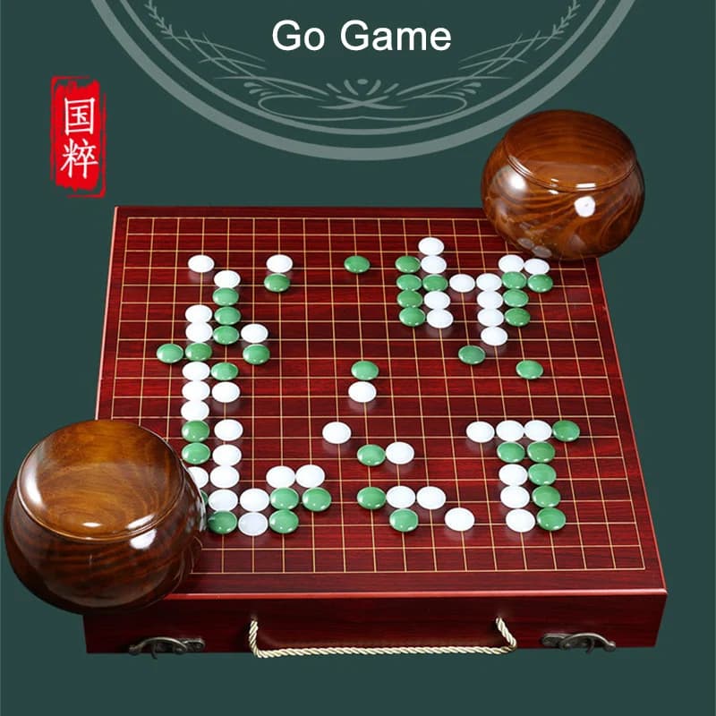 Set di scacchi di lusso Jade Go, gioco di scacchi Weiqi, 361 pezzi degli scacchi in pietra verde bianca D2,2 cm, scacchiera in legno, gioco da tavolo