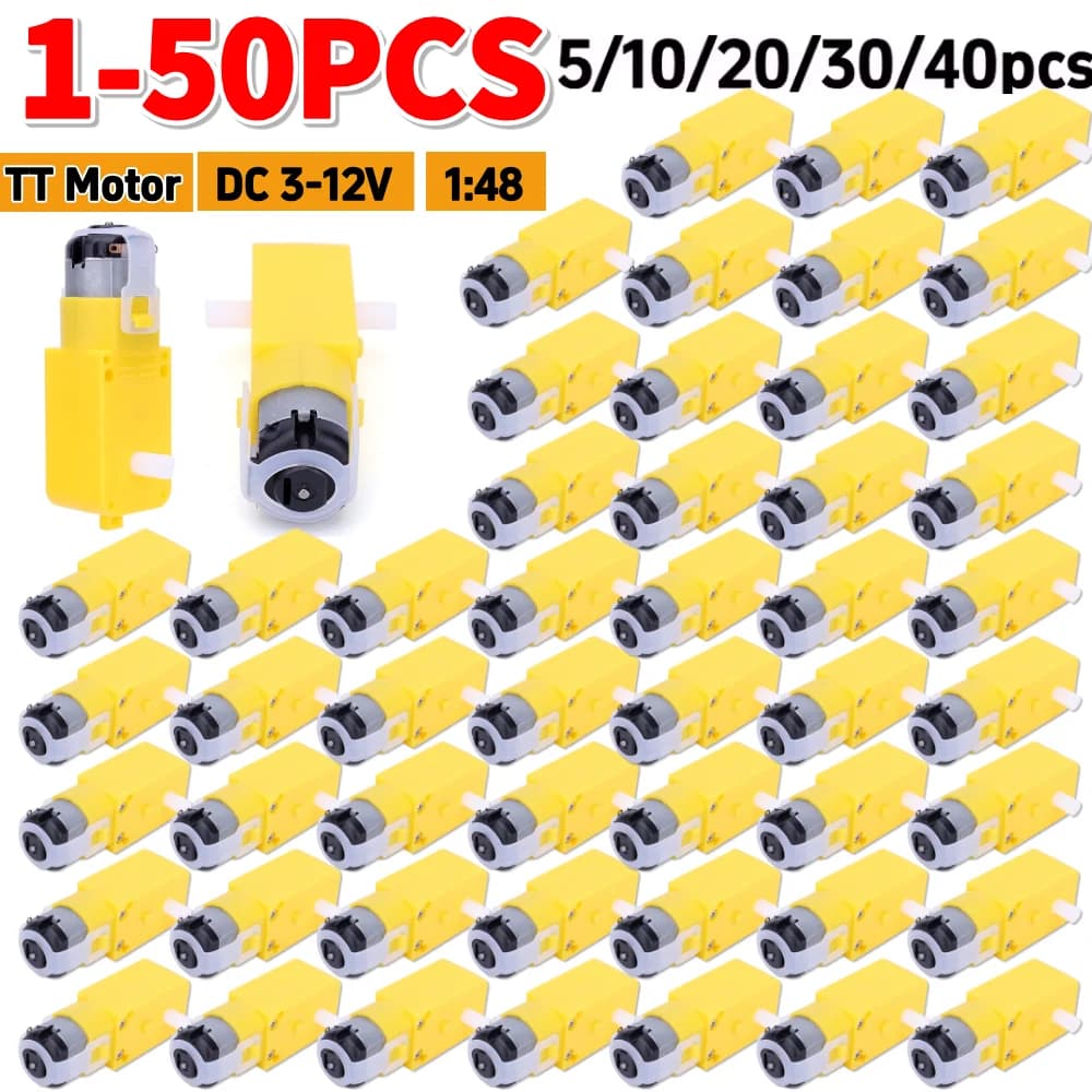 1-50 Pezzi Motore TT a Doppio Albero DC 3-12V per Arduino DIY Auto Intelligente Robot Motore Elettrico con Ingranaggi Ruota in Plastica 1:48 per Motore TT