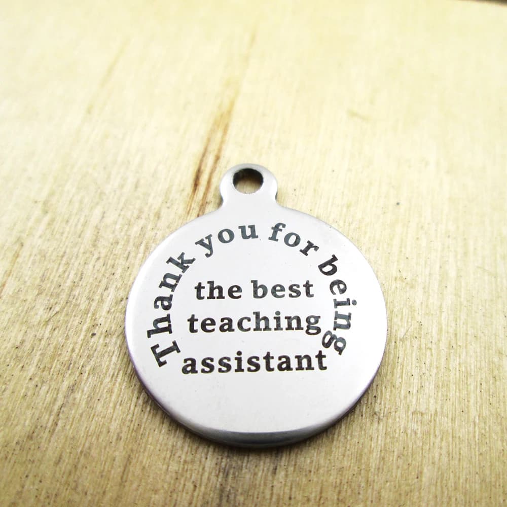 20 pieces: thanks for being the best stainless steel axes teaching pendants - laser engraved - customized - pendants with diy pendants