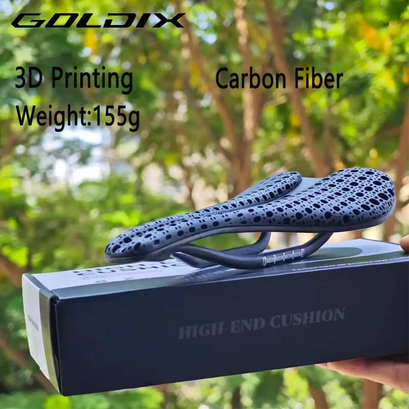 GOLDIX Sella da corsa ultraleggera in carbonio Pro stampata in 3D per bici da strada/MTB Design cavo con componenti ciclistici traspiranti