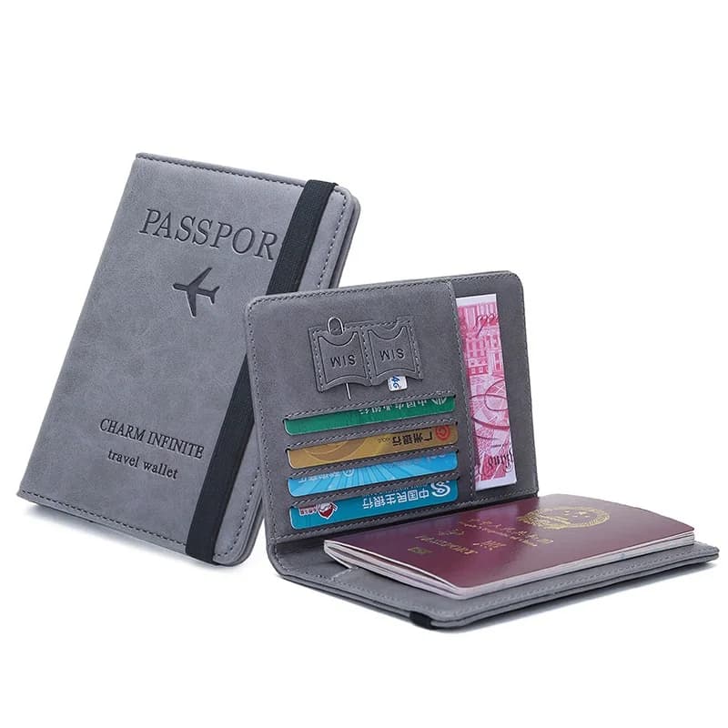 Custodia per passaporto in pelle con fascia elastica di nuovo stile blocco RFID per carte porta passaporto da viaggio portafoglio porta documenti