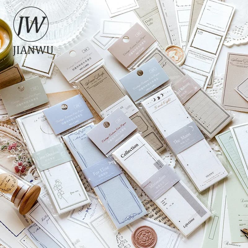 JIANWU 30 Pcs Retro Long Strip messaggio Memo Pad semplice antiaderente decorazione del giornale fai da te appunti appiccicosi scrivibili cancelleria di carta