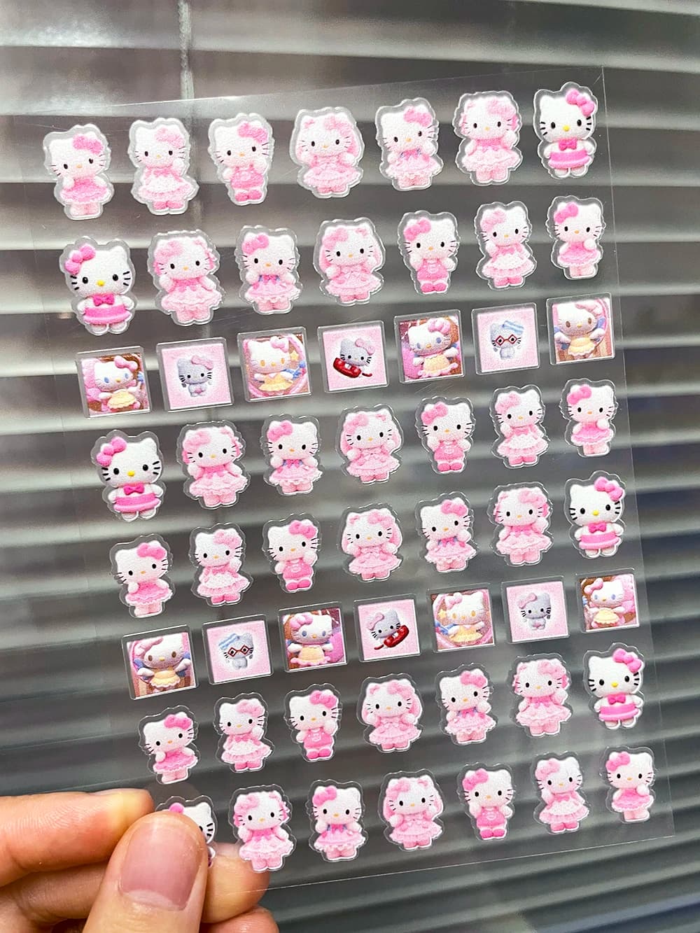 Wall decal for nail art Kawaii Pink Angel Hellokitty Slider self-adhesive ultra-thin Nice manicure sticker with Moon Star Food Y2K pattern