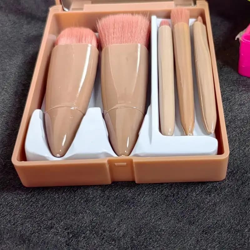 5 pcs portable travel set 5 pcs makeup brush with mirror powder brush Shade brush Cosmetic tools