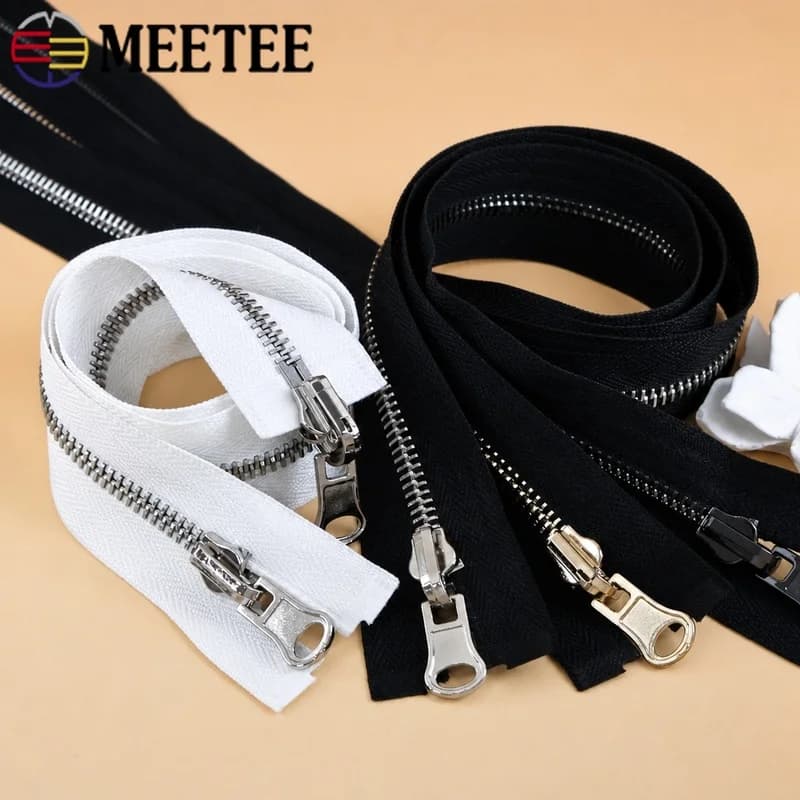 Meetee 5 # 8 # Kit di Riparazione Cerniere in Metallo per Abbigliamento, 70-100cm, Cerniere Reversibili a Doppio Lato, Accessori per Cucito Fai-da-Te