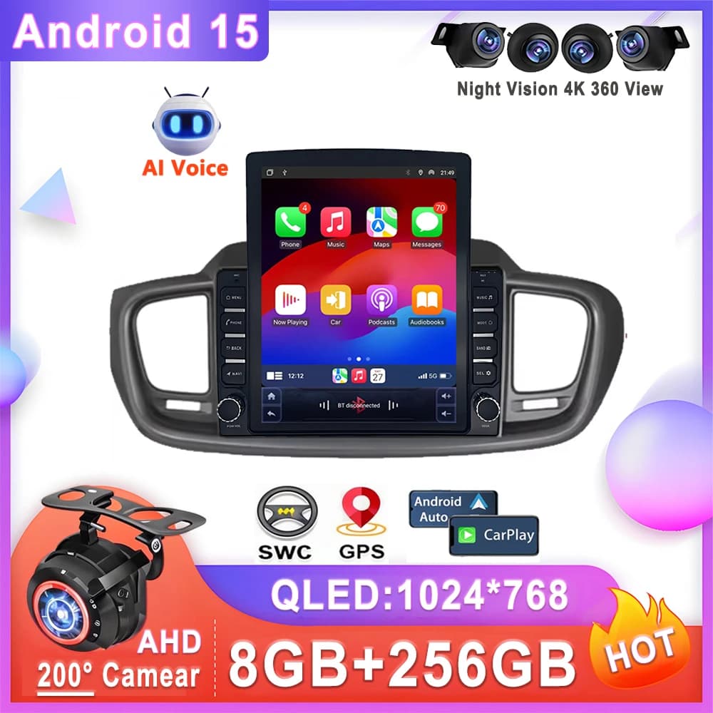 Unità principale Android 15 Per Kia Sorento 3 2014 - 2017 Lettore video multimediale per auto Radio stereo Navigazione GPS Carplay No 2din DVD