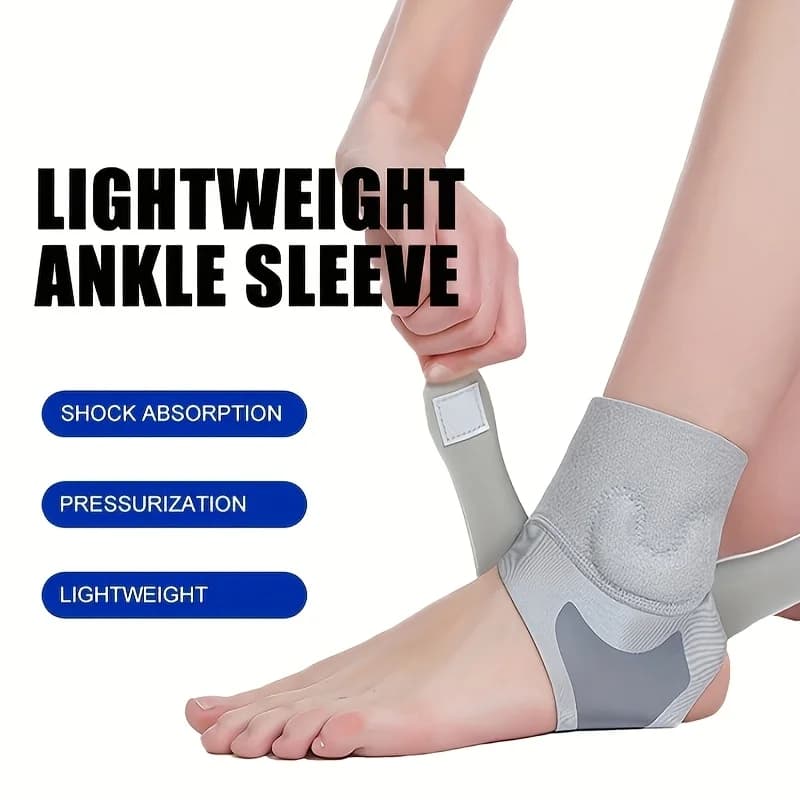 Supporto per Caviglia con Cuscinetto in Gel di Silicone per Uomini e Donne, Fascia Compressiva Regolabile in Neoprene Traspirante, Fascia Elastica per Piede