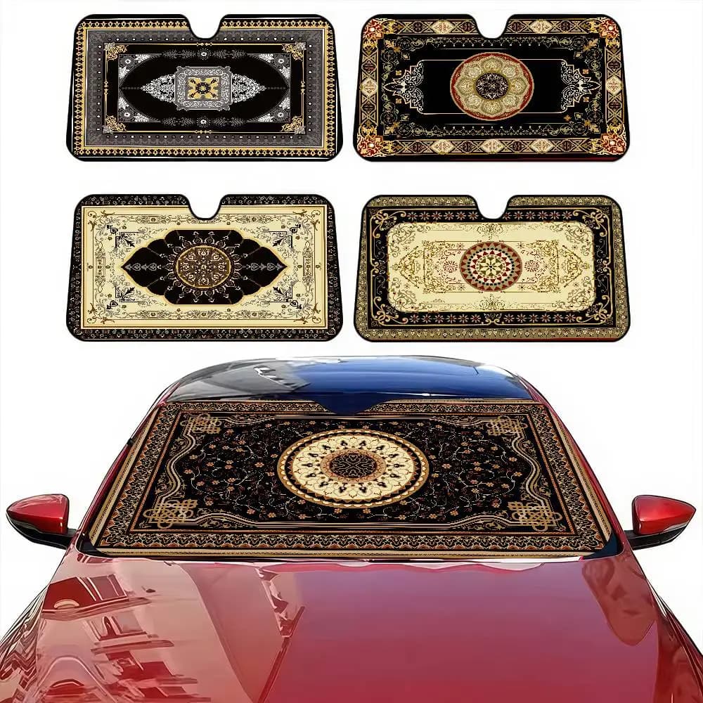 Parabrezza per auto con stampa di tappeti di lusso - Foglio di cartone animato, scudo termico, visiera per finestrino anteriore, protezione solare per auto