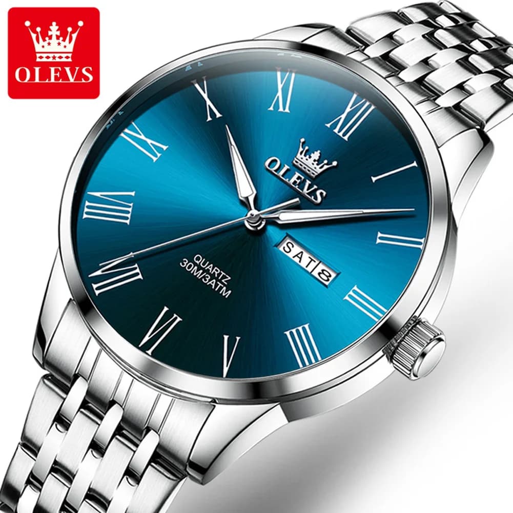 OLEVS marca moda semplice orologio al quarzo da uomo in acciaio inossidabile impermeabile luminoso data settimana orologio di lusso per uomo orologio casual