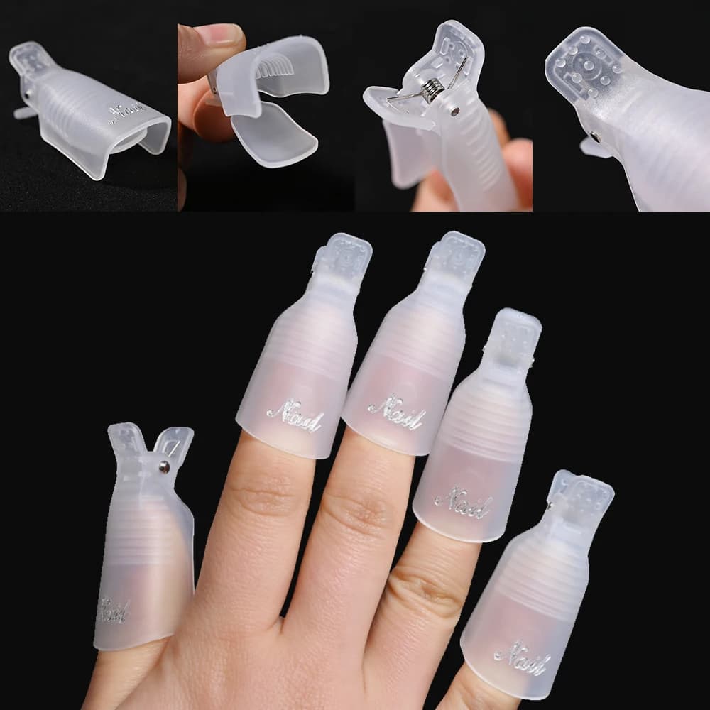 10PCS Nail Art Soak Off Cap Clip di plastica UV Gel Polish Remover Wrap Tool Punte delle unghie per le dita Nail Polishing Removers Strumento per unghie