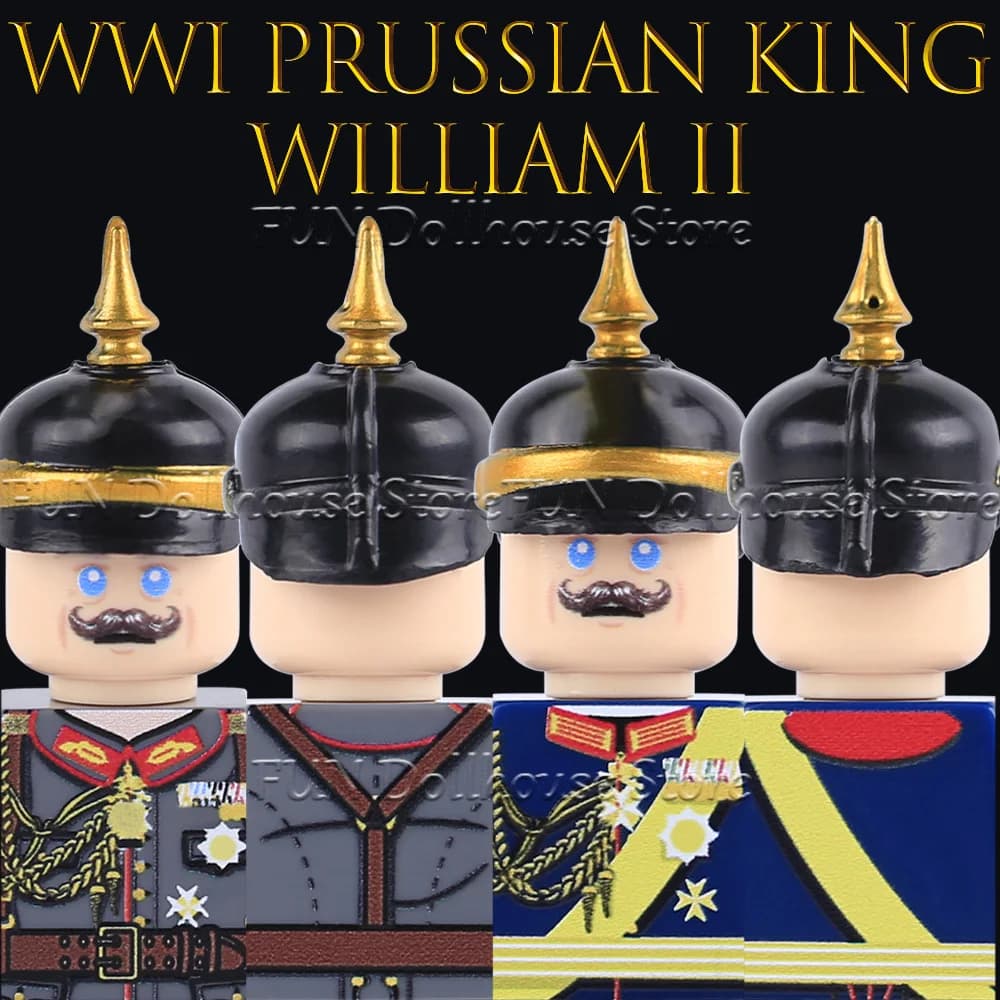 Accessori per Costruzioni Militari della Seconda Guerra Mondiale, Soldati dell'Esercito Tedesco Prussiano del Re Wilhelm II, Figure di Fanteria in Uniforme da Cavaliere, Mattoncini Giocattolo