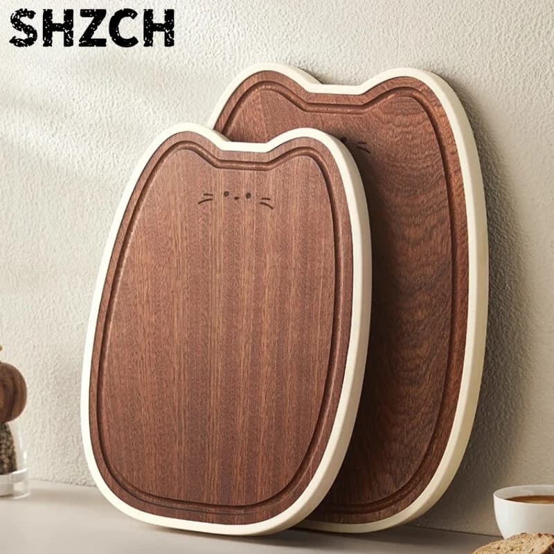 Ebony Wood Cutting Board Antibacterial Chopping Block for Fruits and Vegetables Cat styling chopping board for Baby Food Prep