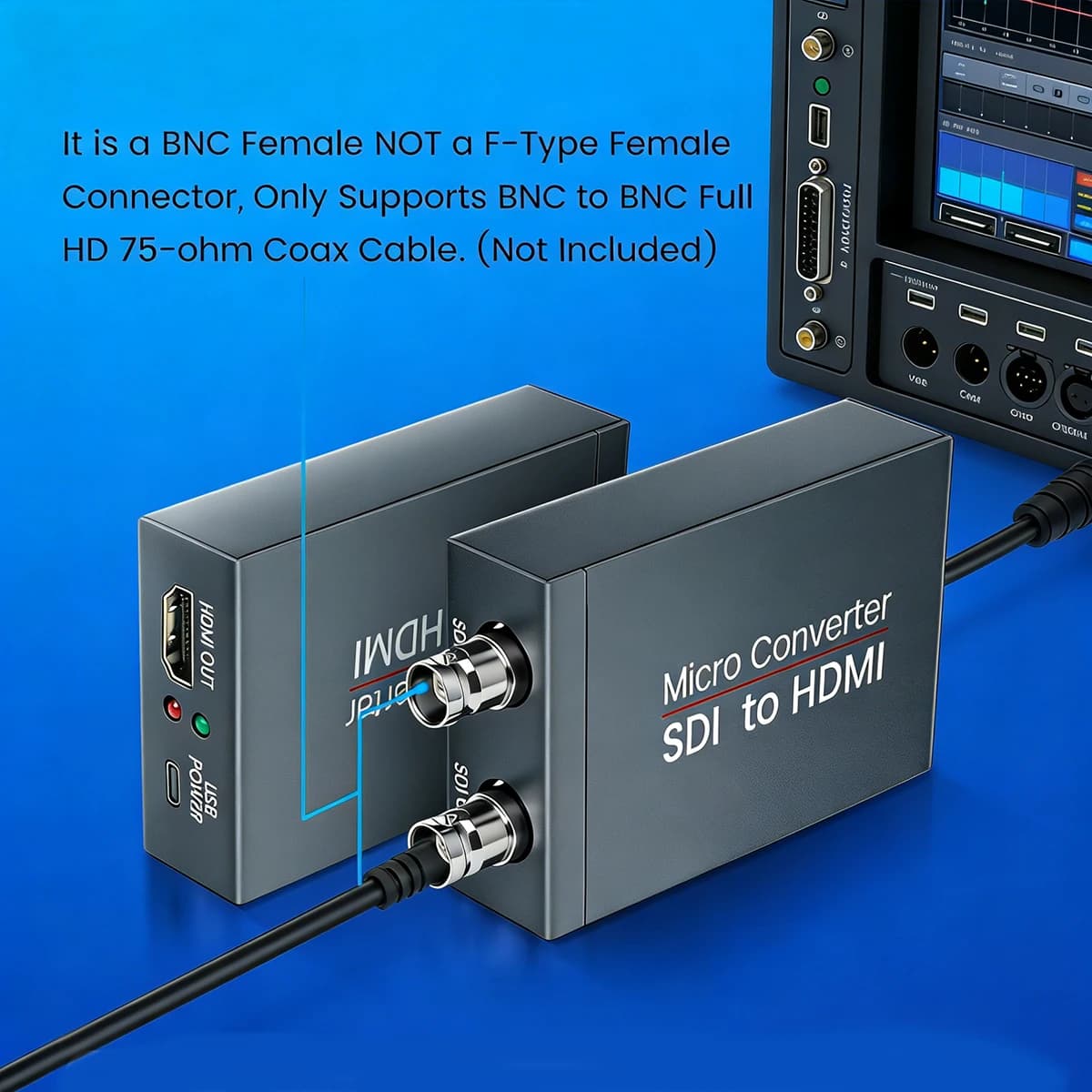Convertitore SDI a 3G/SD/HD-SDI compatibile con HDMI, Adattatore Convertitore Audio Video per Monitor HD, Telecamere, Proiettori, DVR SDI