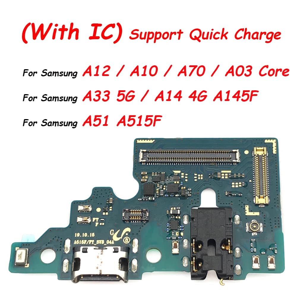 Scheda porta di ricarica per Samsung A33 5G A14 4G A12 A03 Core A70 A10 A51 Modulo microfono USB connettore di ricarica rapida cavo flessibile
