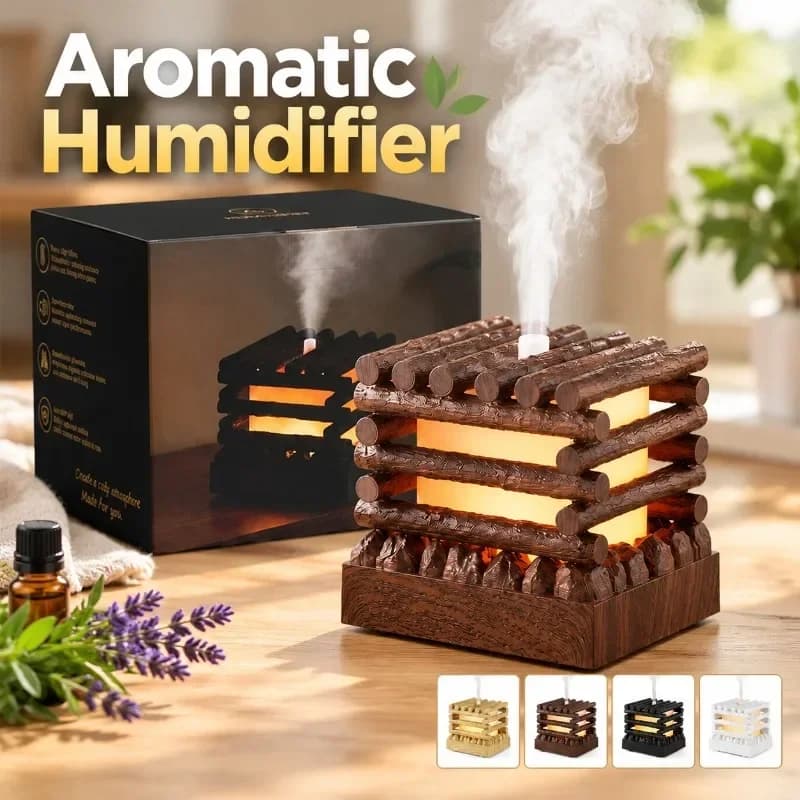 2026 Large Mist Wooden House Desktop Air Humidifier with Aromatherapy Diffuser, Mini Creative Quiet USB Humidifier for Bedroom