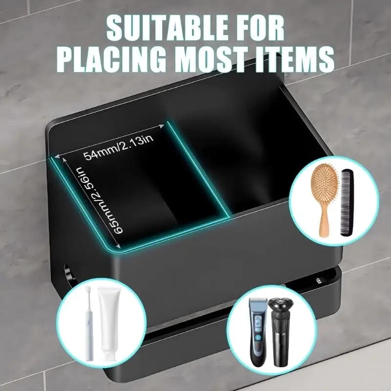 Wall Mounted Washbasin Toothbrush Holder Box Bathroom Razors Hair Comb Organizers Storage Rack Easy to Installation